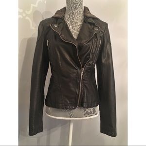 Free People Vegan Leather Jacket with Hoodie